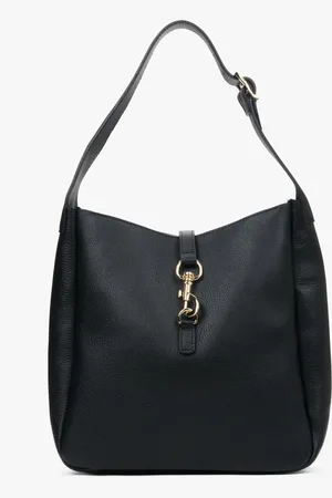 Estro Czarna torba damska typu shopper z włoskiej skóry naturalnej Premium