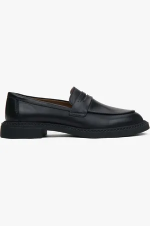 Estro Klasyczne czarne loafersy damskie typu Penny z włoskiej skóry naturalnej Premium
