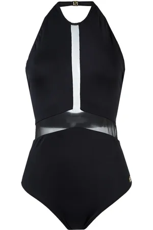 Brigitte Sheer panel halterneck swimsuit
