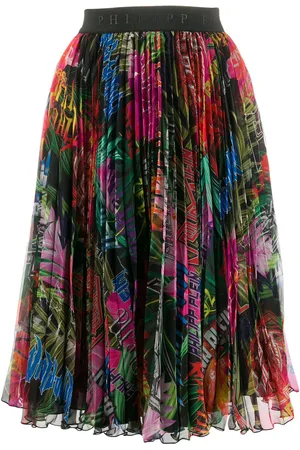 Philipp Plein Jungle rock print pleated skirt