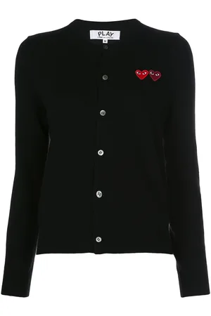 Comme des Garçons Double heart-patch knit cardigan