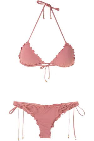 AMIR SLAMA Ruffled triangle bikini set