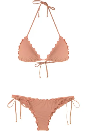 AMIR SLAMA Ruffled triangle bikini set