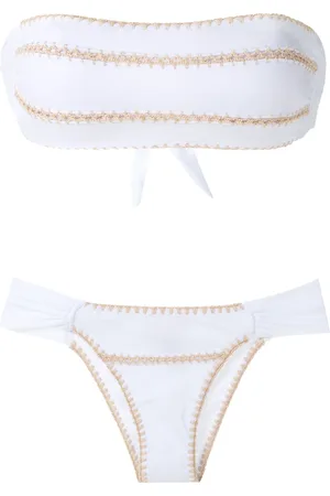 Brigitte Crochet-trim bandeau bikini
