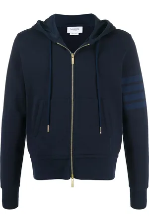 Thom Browne 4-Bar zip-up loopback-cotton hoodie