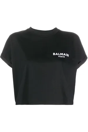Balmain Logo-embroidered cropped T-shirt