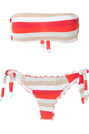 AMIR SLAMA Frufru striped bandeau bikini set