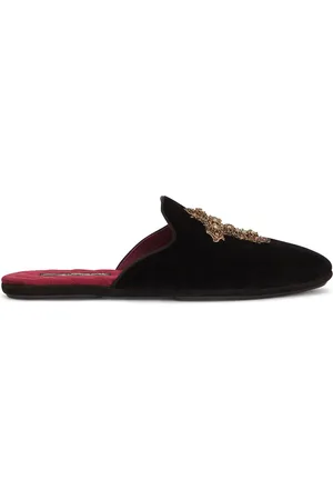 Dolce & Gabbana Embroidered velvet slippers