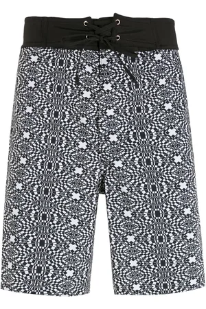 AMIR SLAMA Striped geometric print shorts