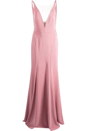 Marchesa Notte Crema plunging V-neck dress