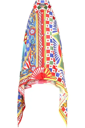 Dolce & Gabbana Carretto-print twill halterneck top