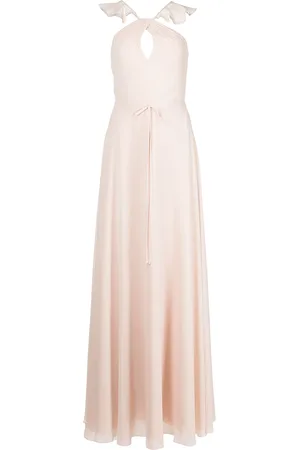 Marchesa Notte Ruffle halter-neck gown