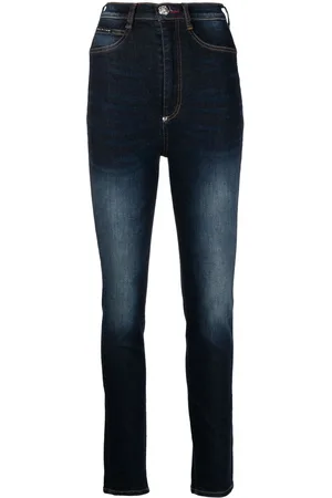 Philipp Plein Stonewashed high-waisted jeggings