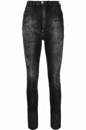 Philipp Plein Stonewashed super high-waisted jeggings