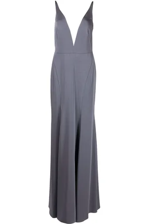 Marchesa Notte Crema plunging V-neck dress