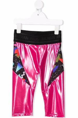 Balmain Metallic print-panelled cropped leggings