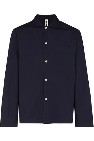 Tekla Long-sleeve poplin pajama shirt