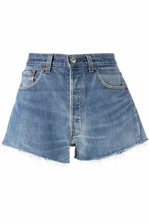 RE/DONE Raw-edge denim shorts