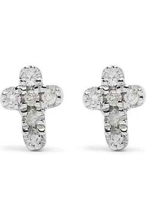 DJULA 18kt white gold diamond Cross earrings