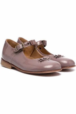 PèPè Bow-detail leather ballerina shoes