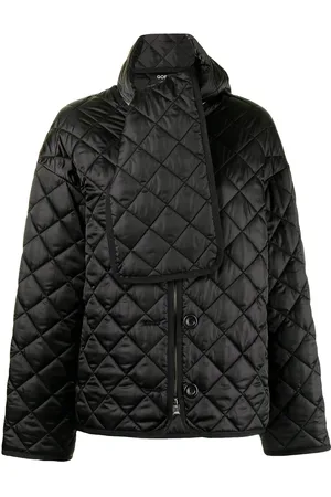GOEN.J Scarf-detail quilted oversized jacket