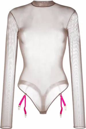 MAISON CLOSE Semi-sheer garter bodysuit