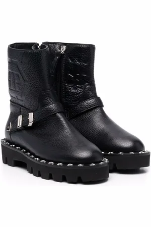 Philipp Plein Monogram-debossed biker boots
