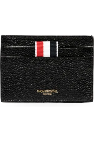 Thom Browne Grosgrain-tab leather cardholder
