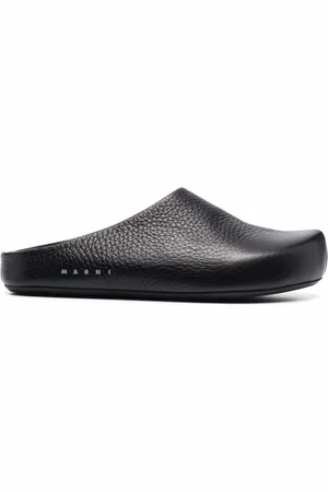 Marni Textured-leather clog slippers