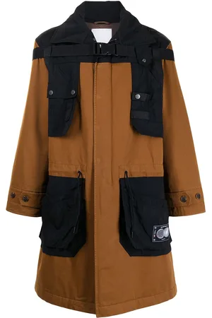 Ports V Panelled hooded raincoat
