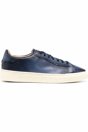 santoni Debossed-logo leather sneakers