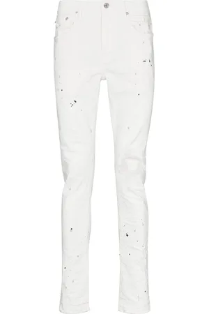 Purple Brand Paint splatter-print skinny-cut jeans