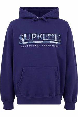 Supreme Denim-print logo hoodie