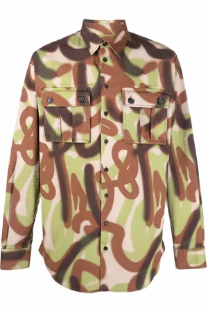 Dsquared2 Abstract-print flap-pocket shirt
