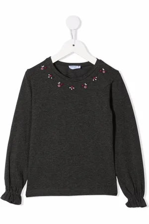 SIOLA Floral-embroidered long-sleeve top