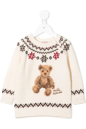 Miki House Teddy Bear intarsia jumper