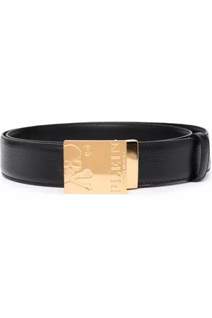 Philipp Plein Skull-logo engraved buckle belt