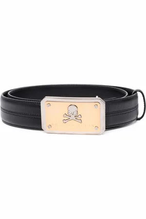 Philipp Plein Skull-plaque leather belt