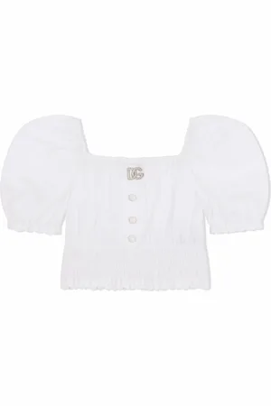 Dolce & Gabbana DG-logo smocked blouse