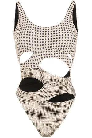 AMIR SLAMA Polka-dot print cutout swimsuit