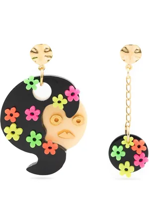 AMIR SLAMA Floral-appliqué asymmetric earrings