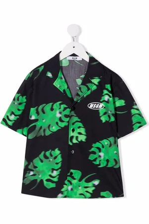 Msgm Leaf-print Cuban shirt