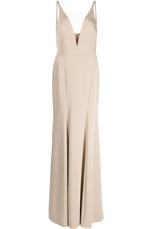 Marchesa Notte Crema plunge-neck gown