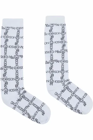J.W.Anderson Logo grid-print socks