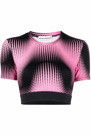 Paco rabanne Graphic-print cropped fitted T-shirt