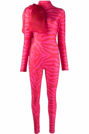 Atu Body Couture Tiger-print organza-bow catsuit