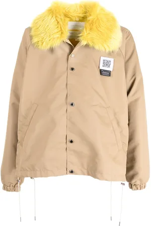 Fumito Ganryu Faux-fur collar shirt jacket