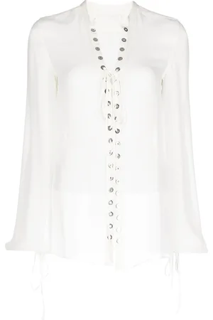 DION LEE Eyelet sheer lace top