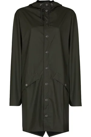 Rains Longer drawstring-hood raincoat
