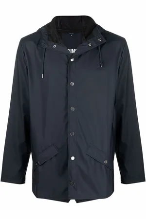 Rains Drawstring-hooded buttoned rain jacket